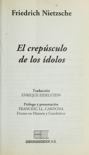 El Crepusculo de los Idolos